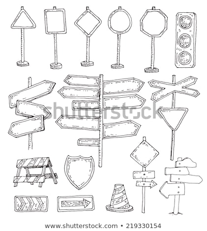 Stok fotoğraf: Route Road Sign Sketch Icon