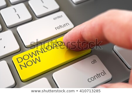 Foto stock: Hand Finger Press Download Now Key