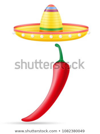 Stockfoto: Sombrero National Mexican Headdress And Peper Vector Illustratio