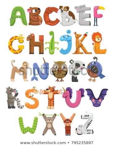 Foto stock: Zoo Abc Letter With Cute Owl Cartoon Vector