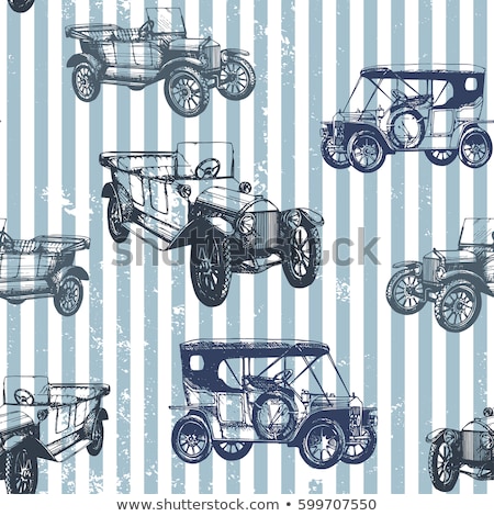 Stock fotó: Retro Auto Seamless Vintage Car Pattern Background Automotive Theme Wallpaper In Silhouette Style