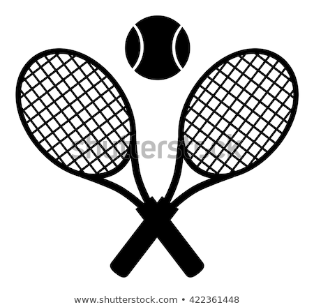 Stok fotoğraf: Black And White Cartoon Tennis Racket