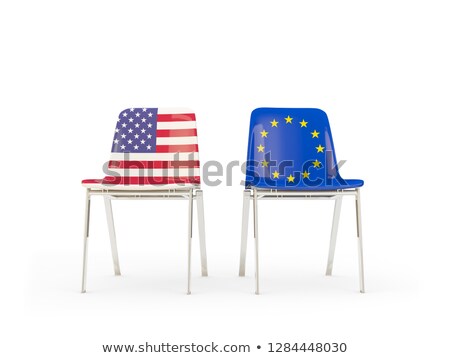 ストックフォト: Two Chairs With Flags Of Us And Eu Isolated On White