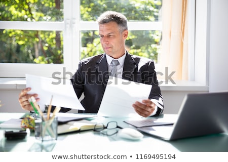 Stock foto: Businessman Checking Documentation