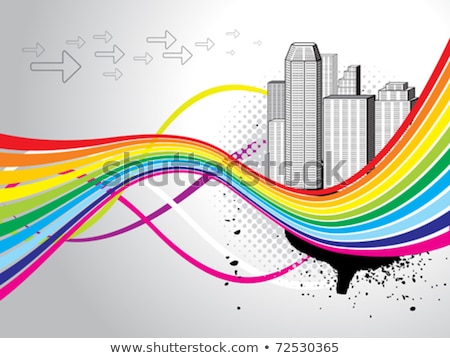 ストックフォト: Abstract Building With Rainbow Wave