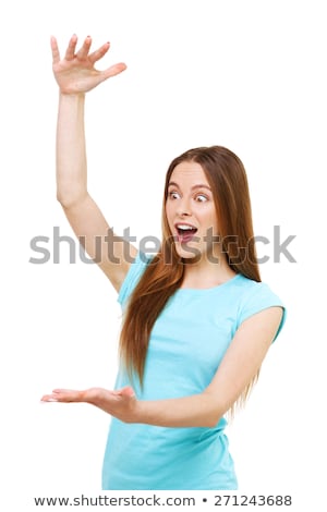 Woman Showing Big Sign Foto stock © luckyraccoon