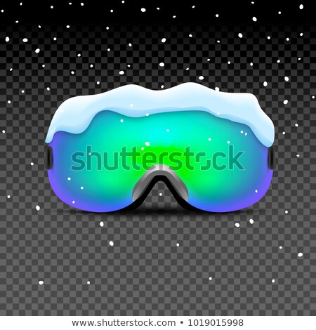 Stock fotó: Ski Goggles With Reflection Of Mountains Isolated On White