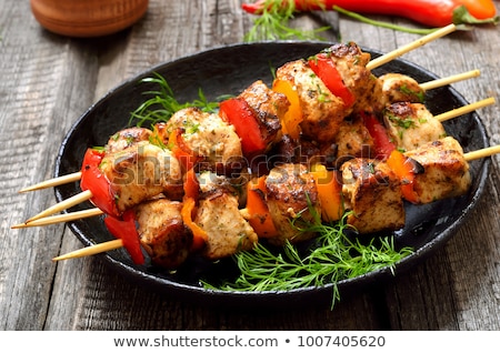 Foto stock: Chicken Skewer With Pan Roasted Vegetables
