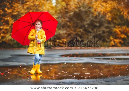 Сток-фото: Children With Red Umbrella