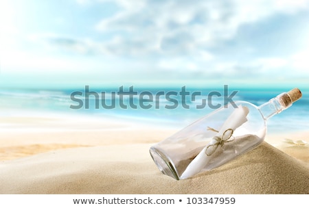 Zdjęcia stock: Bottle With Message On The Beach Shore Sand