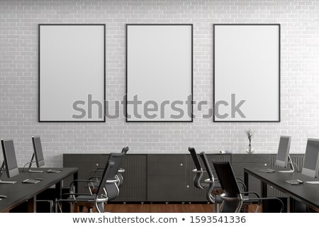 Stock photo: Blank White Vertical Banner In The Office Interior 3d Rendering