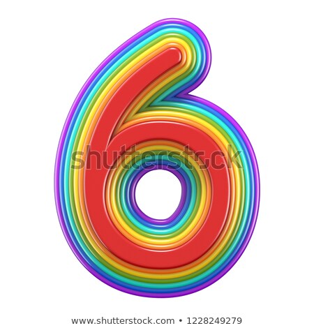 Stockfoto: Concentric Rainbow Number 6 Six 3d