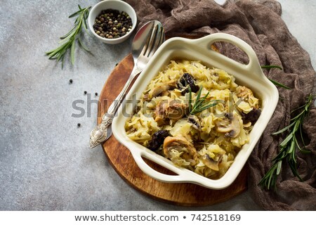Stockfoto: Fried Cabbage With Mushrooms