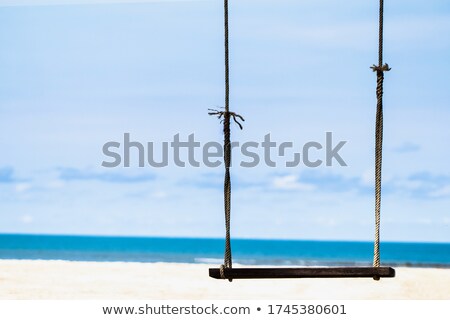 Сток-фото: Hanging Swing On The Background Of Sunset On The Seashore