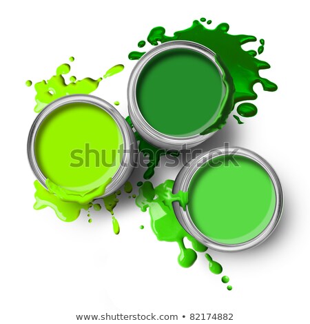 Open Tin Can With Green Paint Isolated On White 商業照片 © Anterovium