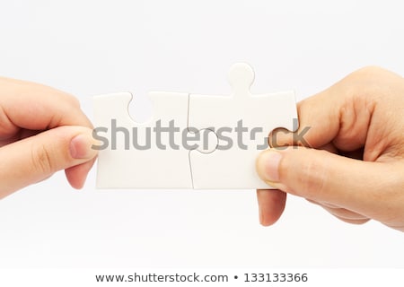 Two Hands Uniting Fitting Puzzle Pieces Stock foto © Raywoo