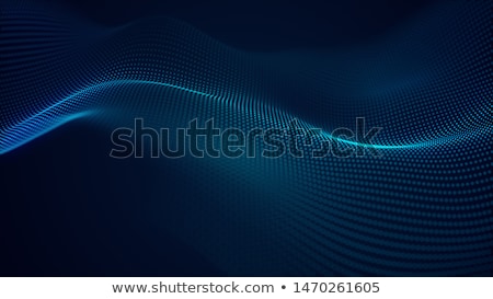 Foto d'archivio: Digital Particles Flow On Blue Technology Background