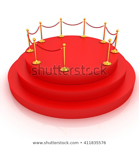 Stockfoto: Gold Trophy Cup On Podium White Background Isolated 3d Illustr