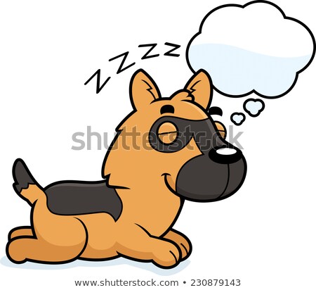 Foto stock: Cartoon German Shepherd Dreaming