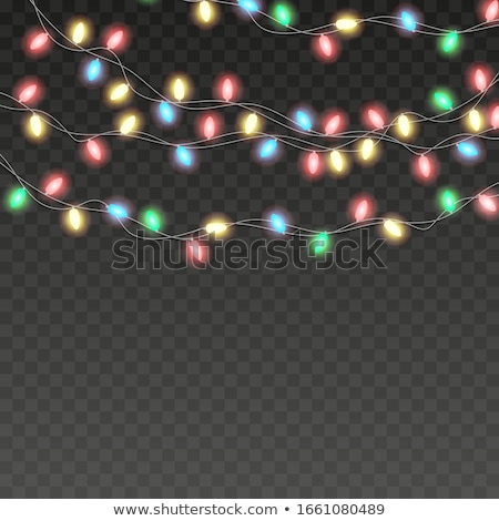 Imagine de stoc: Christmas Illustration With Glowing Colorful Lights Garland And 3d Typography Element For Greeting C