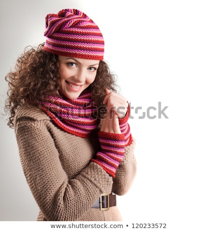 Stok fotoğraf: Beautiful Young Woman Dressed In Autumn Coat