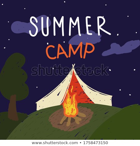 Stock photo: Tent Seamless Pattern In Silhouette Retro Style Vintage Hand Drawn Camping Symbols Wallpaper Stock