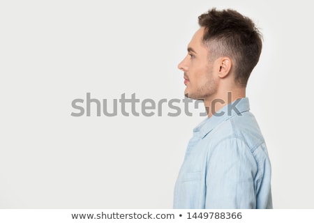 Stok fotoğraf: Profile Portrait Closeup Of Handsome Concentrated Man 30s Wearin