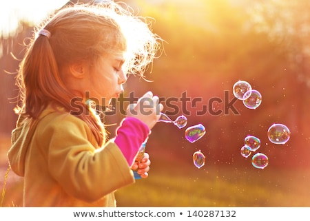 Сток-фото: Portrait Of Five Years Old Caucasian Child Girl Sunset