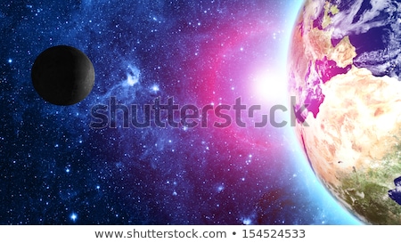 [[stock_photo]]: Fantasy Earth And Moon With Colourful Sunrise