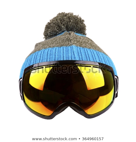 Stock fotó: Ski Goggles And Woolen Hat Isolated On White