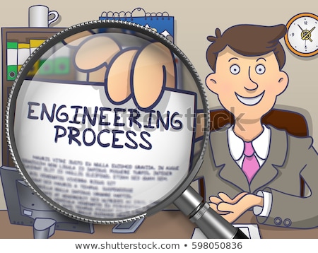 [[stock_photo]]: Manufacturing Process Through Magnifier Doodle Design