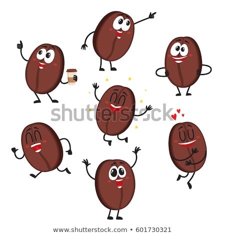 Stock photo: Cute Coffee Bean Cartoon Mascot Character Gesturing And Holding A Stop Sign