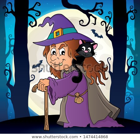 Stock fotó: Witch With Cat Topic Image 6