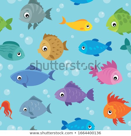 Foto d'archivio: Seamless Background Stylized Fishes 3