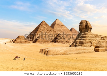 Stock fotó: Egypt Cheops Pyramid And Sphinx