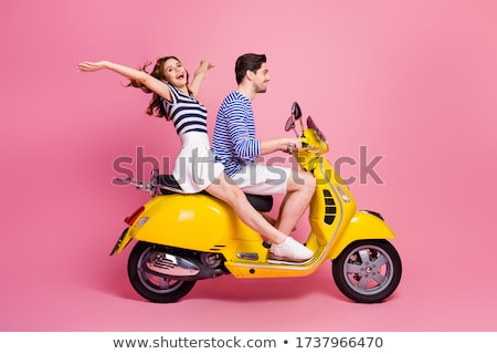 [[stock_photo]]: Eux · motards · joyeux · et · moto