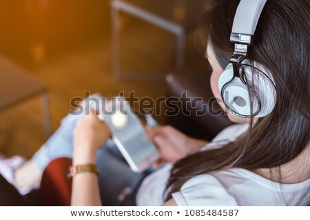 Foto stock: Beautiful Girl Portrait Wearing Headphones