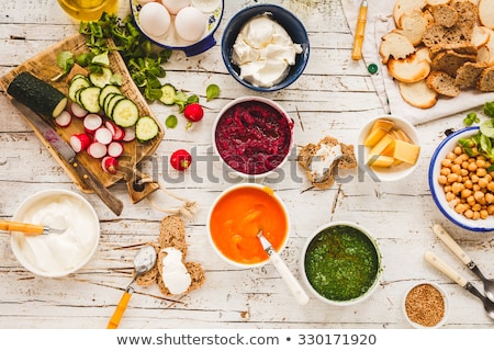 Stock fotó: White Yogurt With Slices Of Beetroot And White Radish