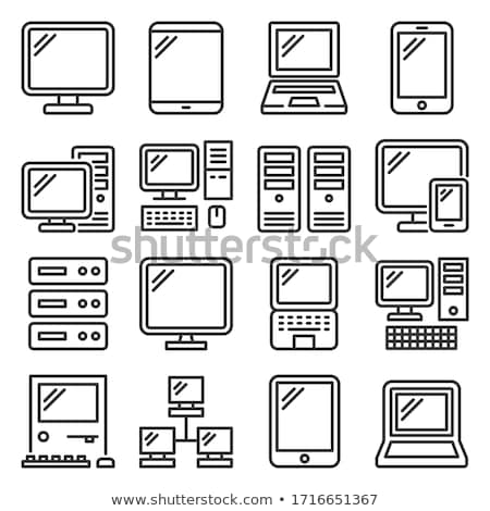 Foto stock: Isolated Desktop Computer Icon Pc Monitor Icon Flat Style Vecto