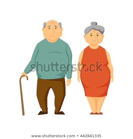 Zdjęcia stock: Man And Woman Unhappy Obesity Vector Illustration