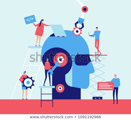 Imagine de stoc: Artificial Intelligence - Flat Design Style Vector Illustration