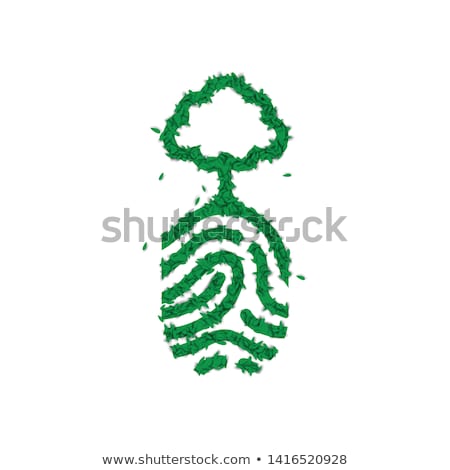 Zdjęcia stock: Nature Finger Print Concept Made Of Green Leaves