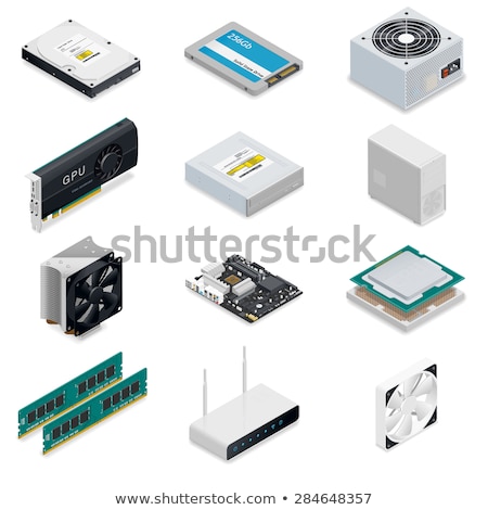 Stock fotó: Isometric Computer Video Card Illustration