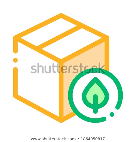 Stock photo: Closed Carton Box With Plant Leaf Vector Icon