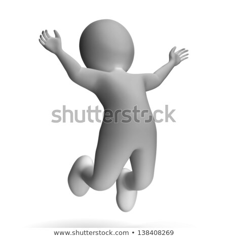 [[stock_photo]]: Jumping 3d Character Shows Excitement And Joy