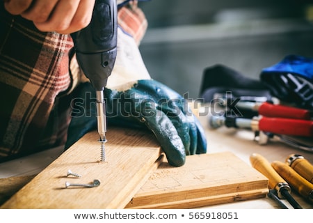 Stock fotó: Drill With Timber Screwdrivers And Screws