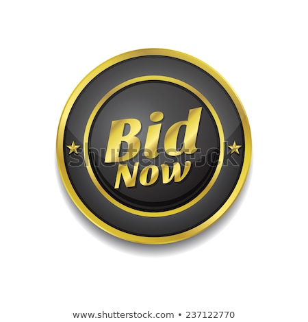 Foto stock: Bid Now Golden Vector Icon Button