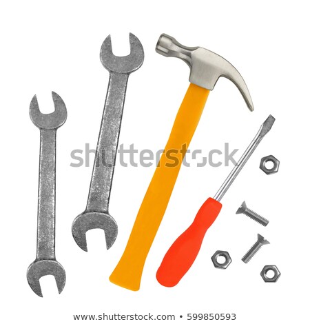 Stock photo: Metal Hammer And Screws Isolated On White