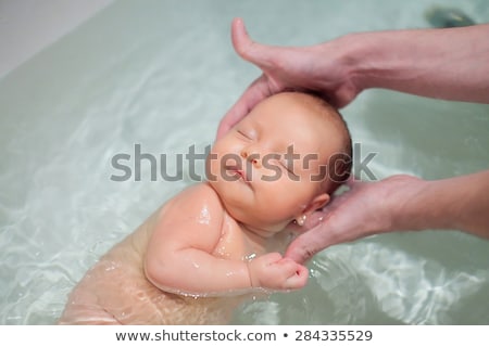 Stok fotoğraf: Newborn Baby First Bath