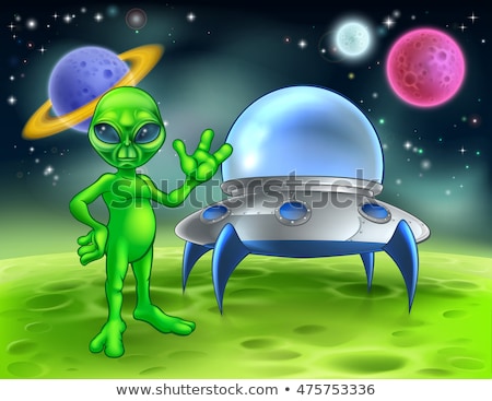 Foto stock: Cartoon Alien Man Waving